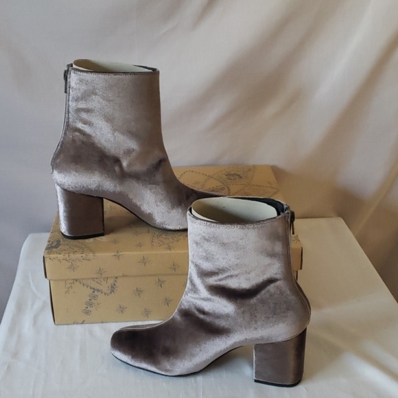 grey velvet booties